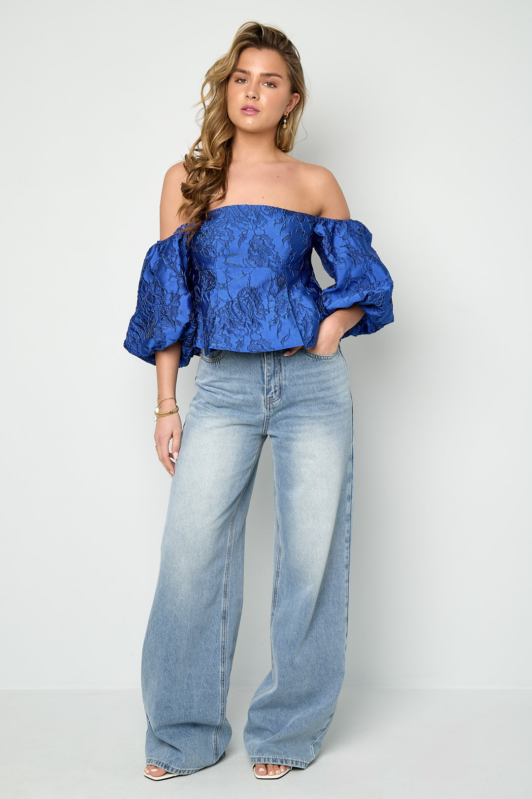 Dames wide-leg jeans van geweven katoen in drie kleuren – productfoto 7