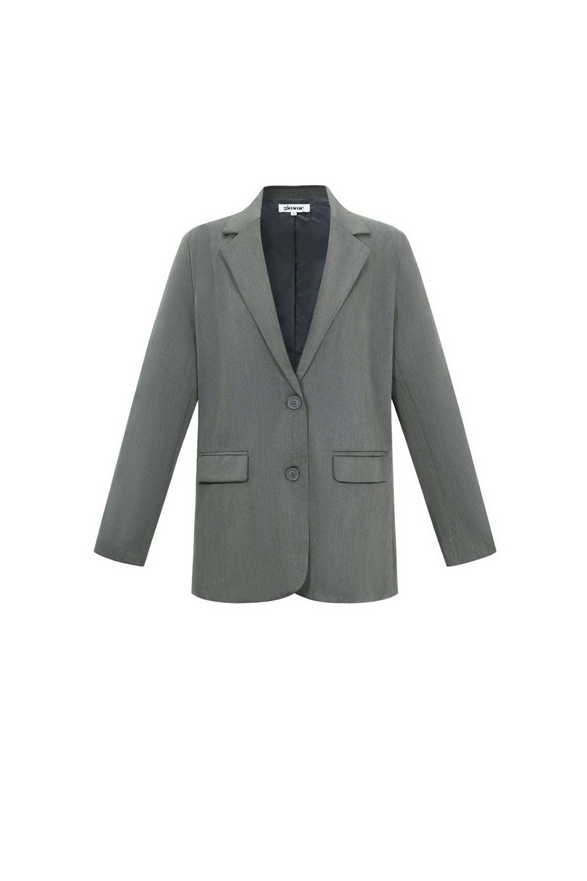 Dames lange grijze blazer met letterdetail – productfoto 11