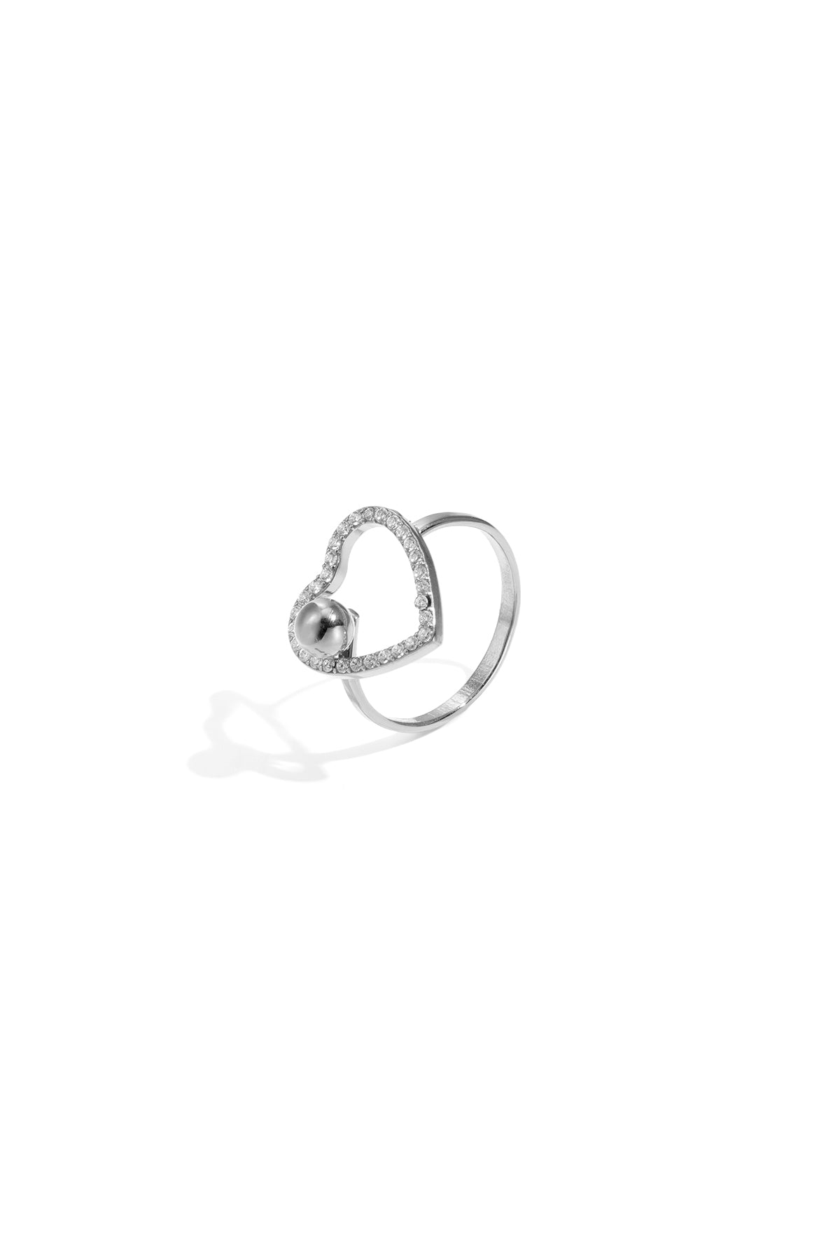 Bague spectaculaire en acier inoxydable pour femme avec cœur – couleur or
