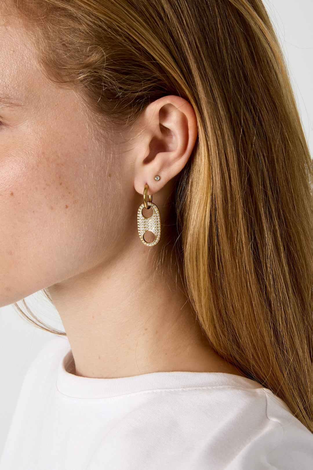 Boucles d'oreilles pendantes géométriques en acier inoxydable pour femmes – couleur or – photo 2