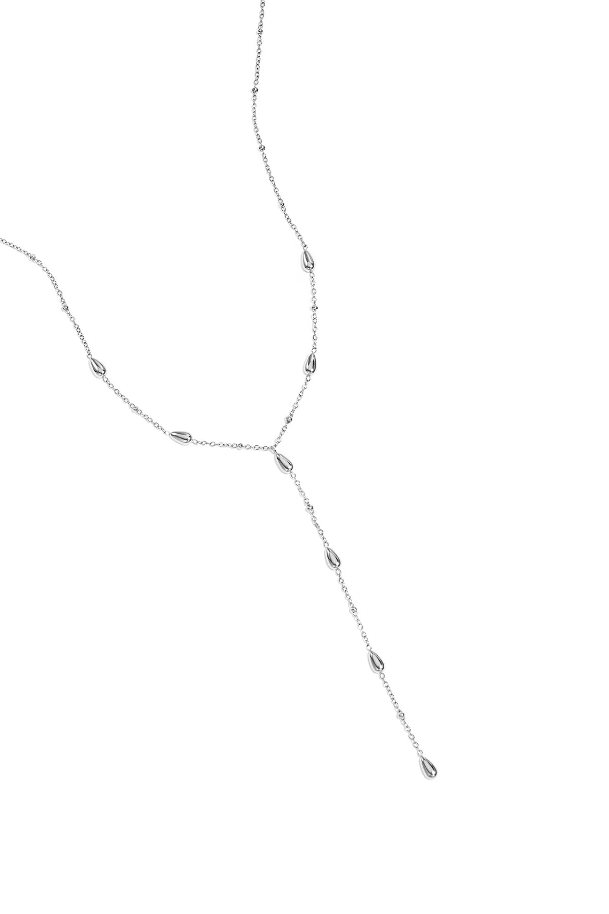Collier pour femme avec pendentif en acier inoxydable en forme de goutte et de rectangle