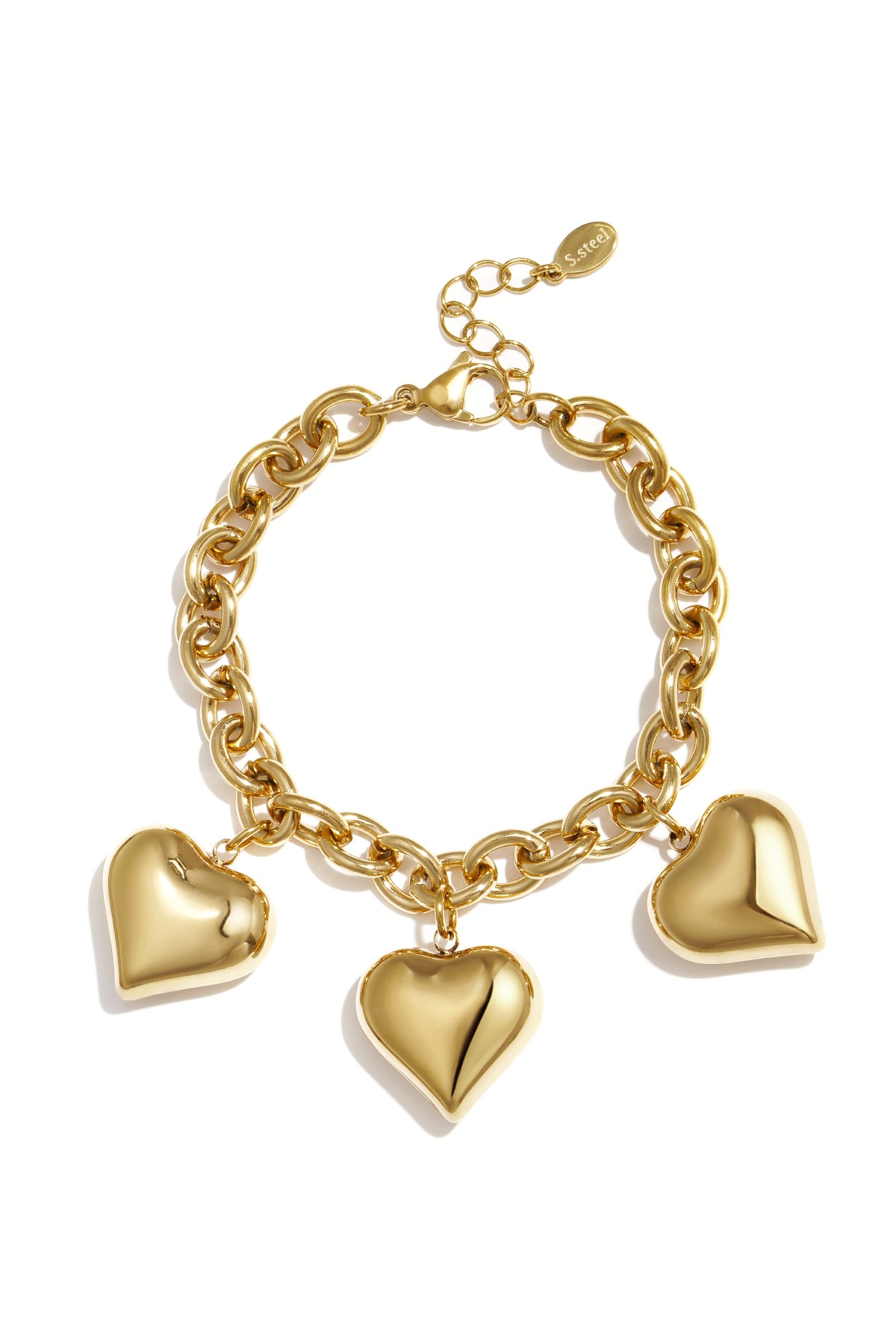 Stainless Steel Charm Bracelet for Women with Heart Shape – Gold and Silver Tone