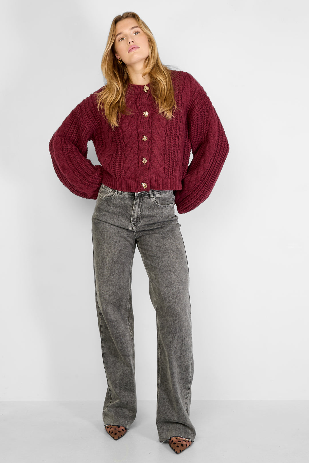 Dames Cable cardigan van polyester in zes kleuren – productfoto 11