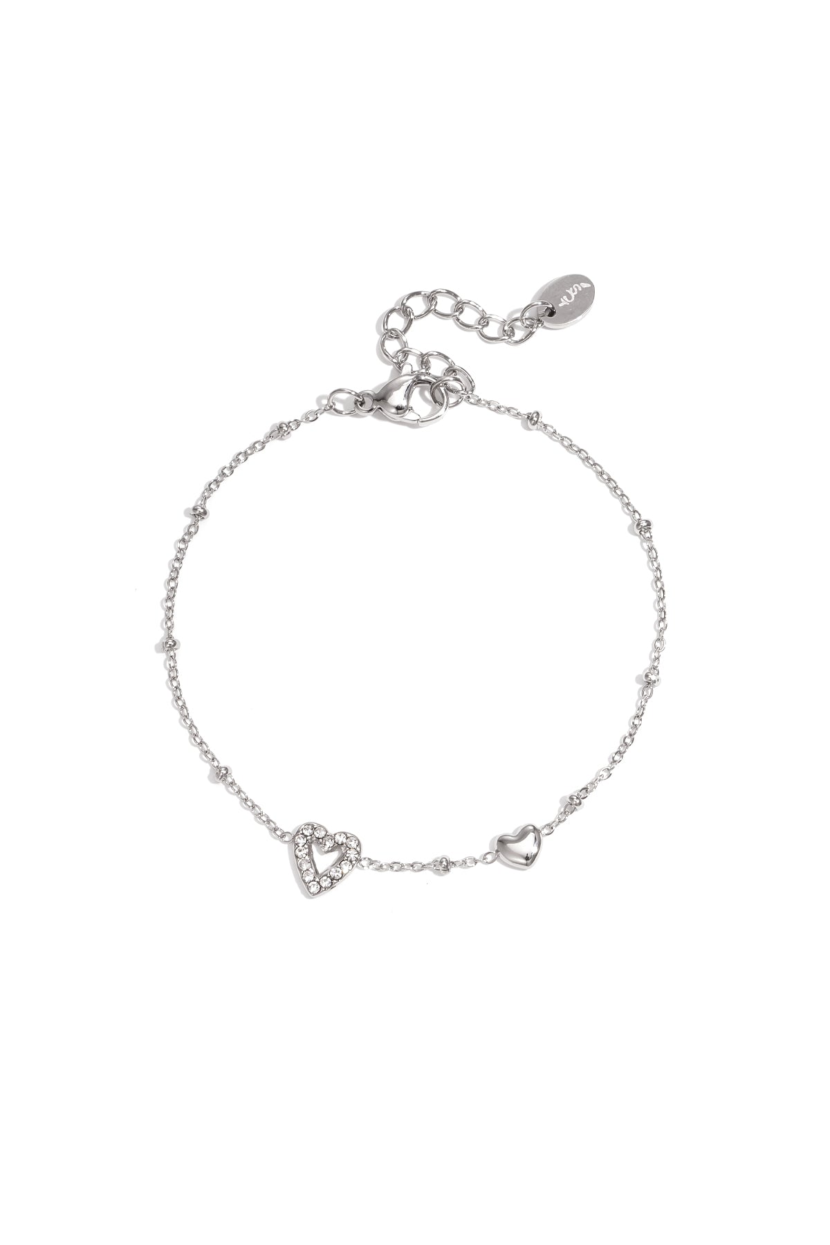 Bracelet à charms pour femme en acier inoxydable avec cœur – doré et argenté