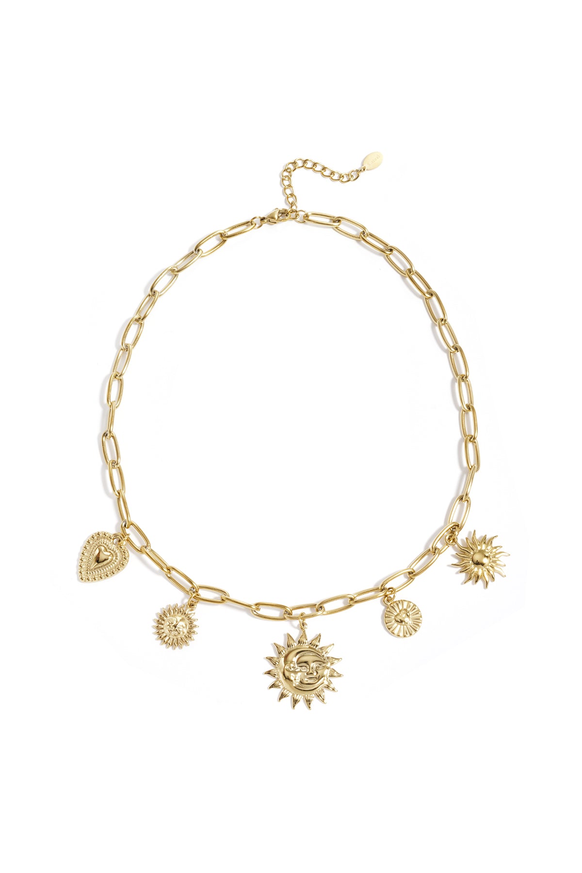 Ketting met zon en hart charms