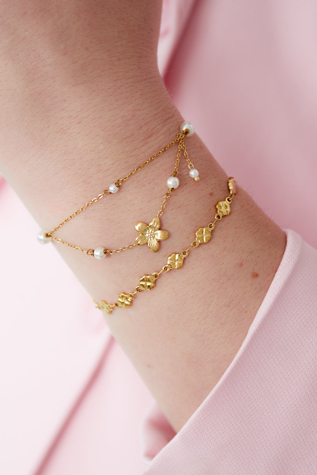 Dubbele moeite bloem armband