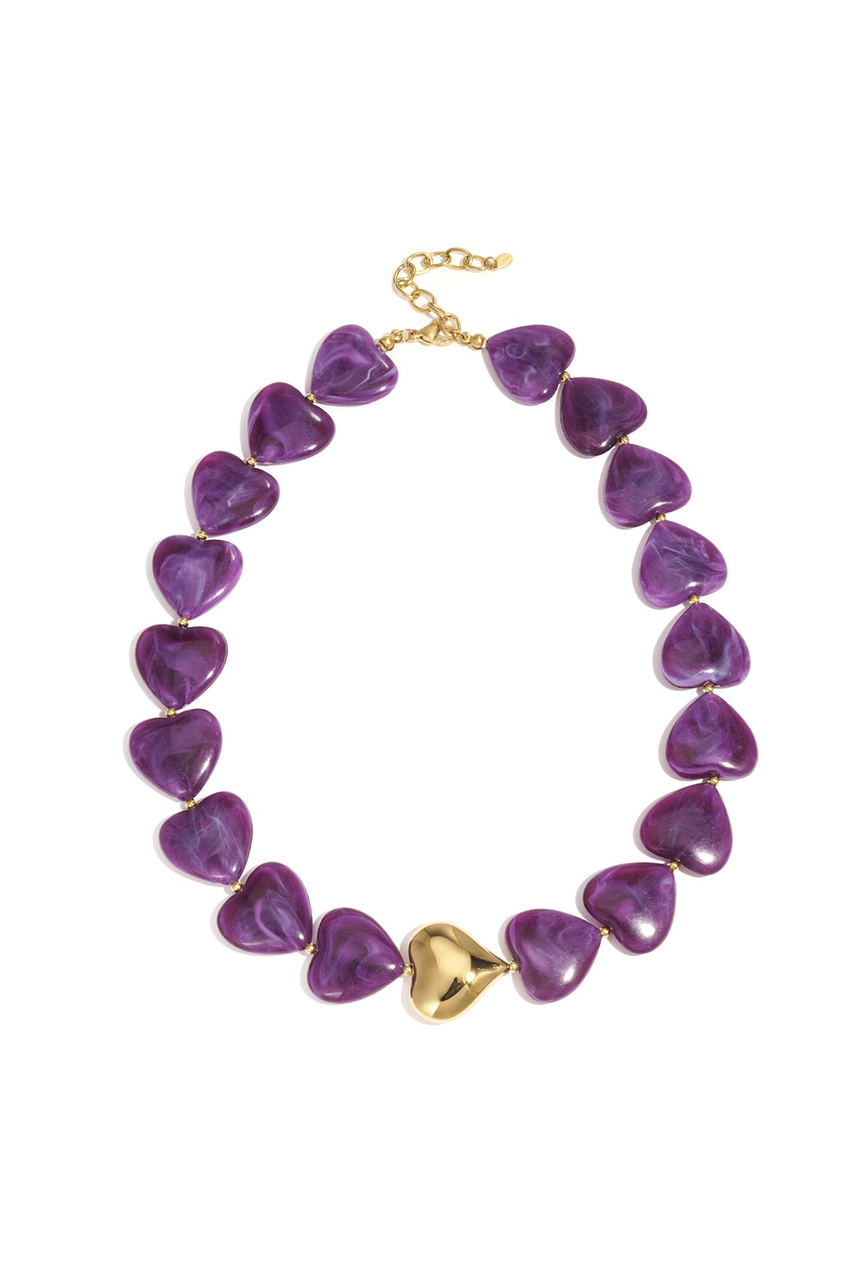 Women's acrylic beaded necklace with heart shape – brown – retro
