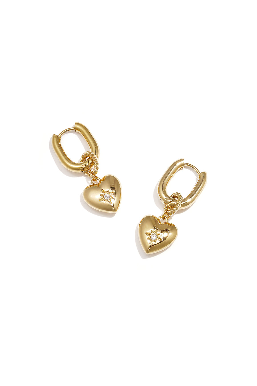 Boucles d'oreilles pendantes en acier inoxydable en forme de cœur pour femme – doré