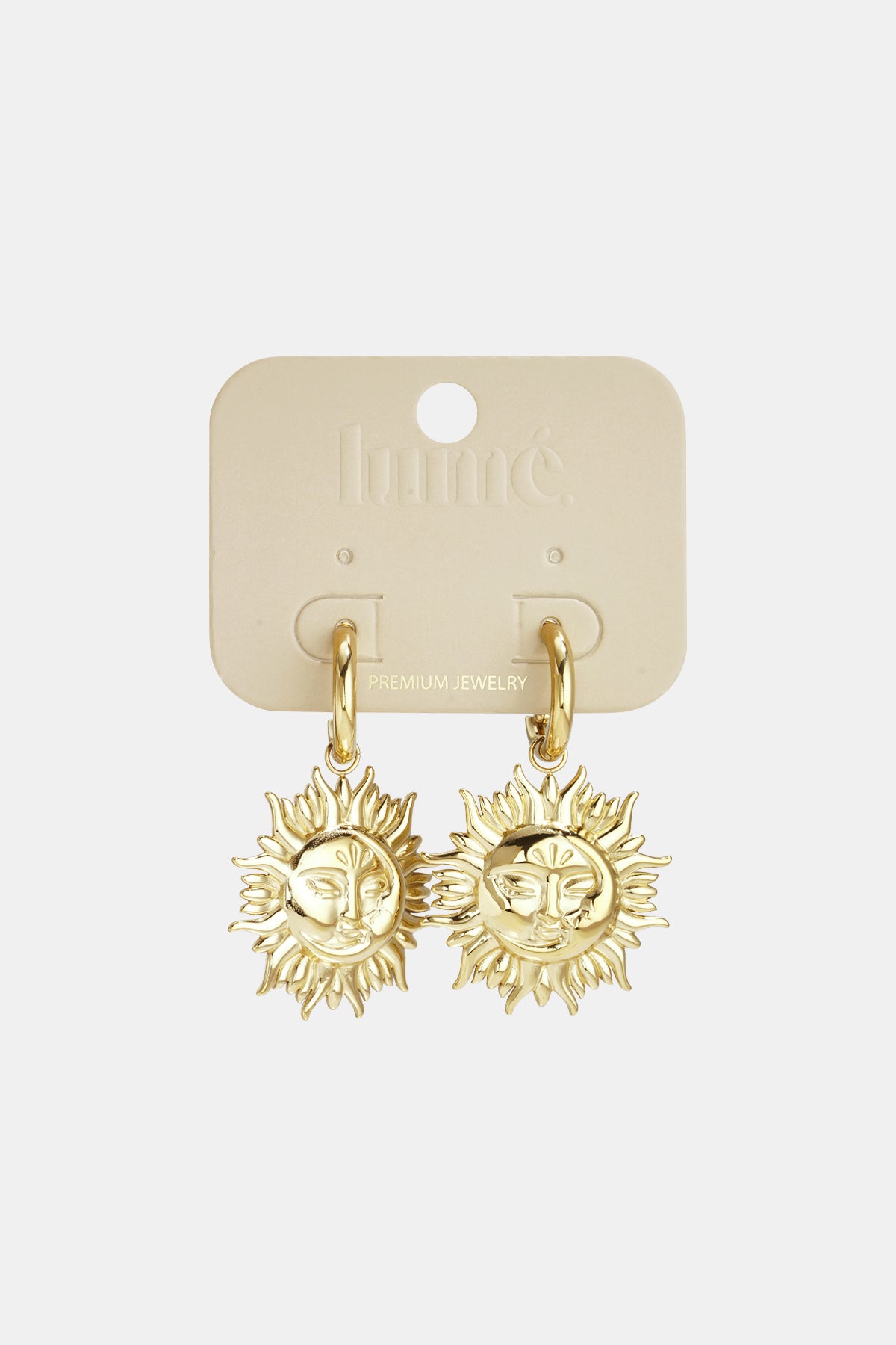 Boucles d'oreilles pendantes en acier inoxydable pour femmes, motif soleil – couleur or – photo 4