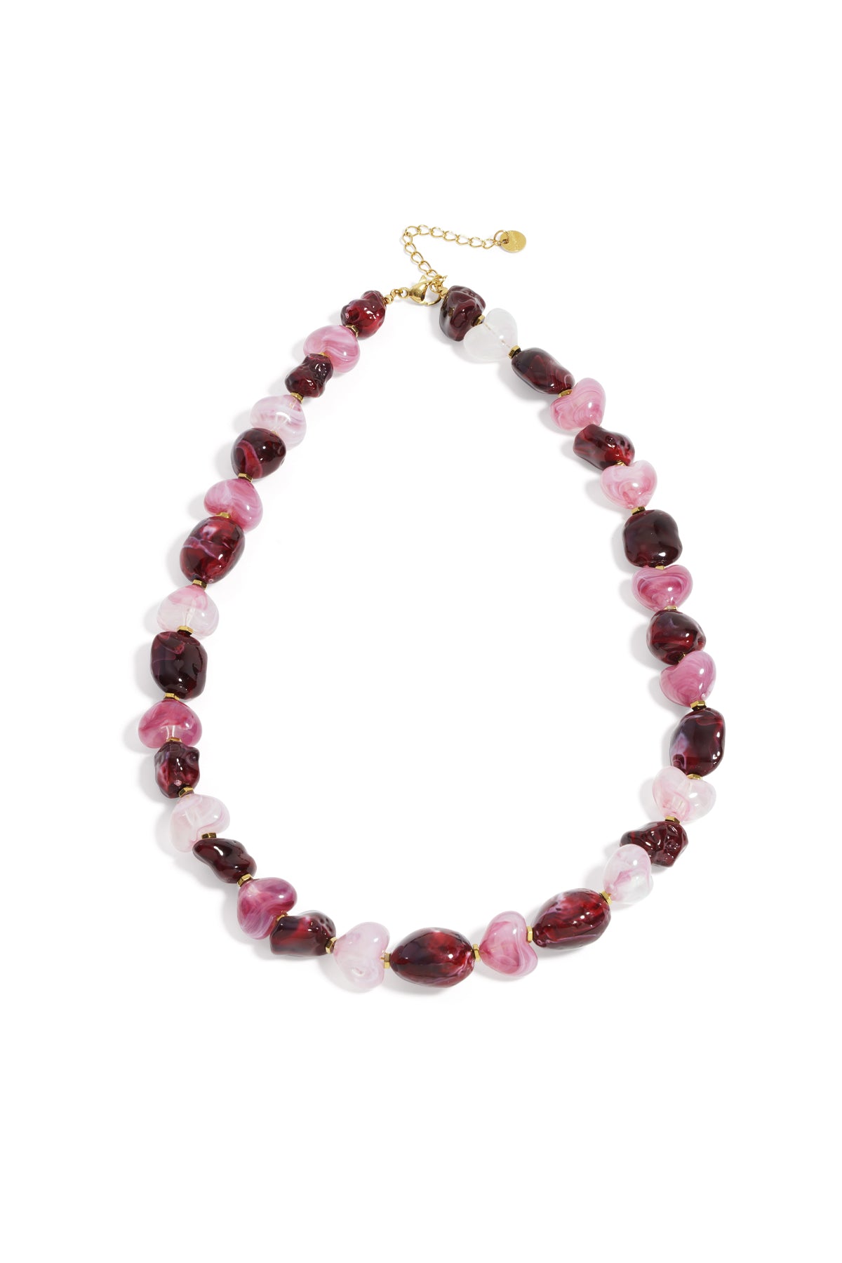 Collier de perles en acrylique en forme de cœur pour femme - marron foncé
