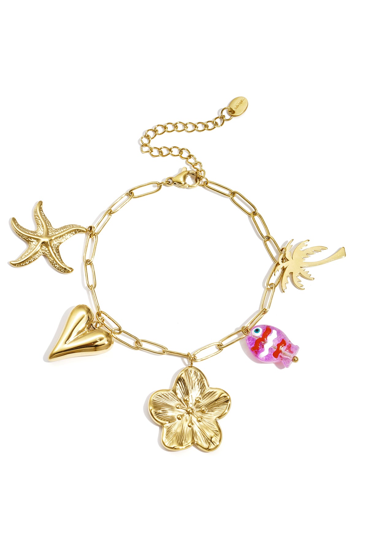 Armbanden met bedeltjes van roestvrij staal, hartje, casual, vakantie/strand, eenvoudige serie, dames sieraden