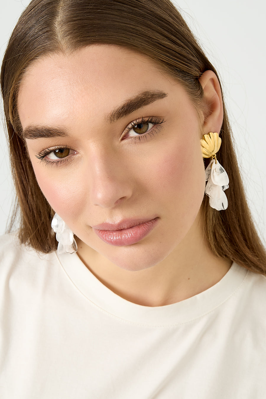 Boucles d'oreilles pendantes en acier inoxydable avec motif coquillage – plusieurs couleurs