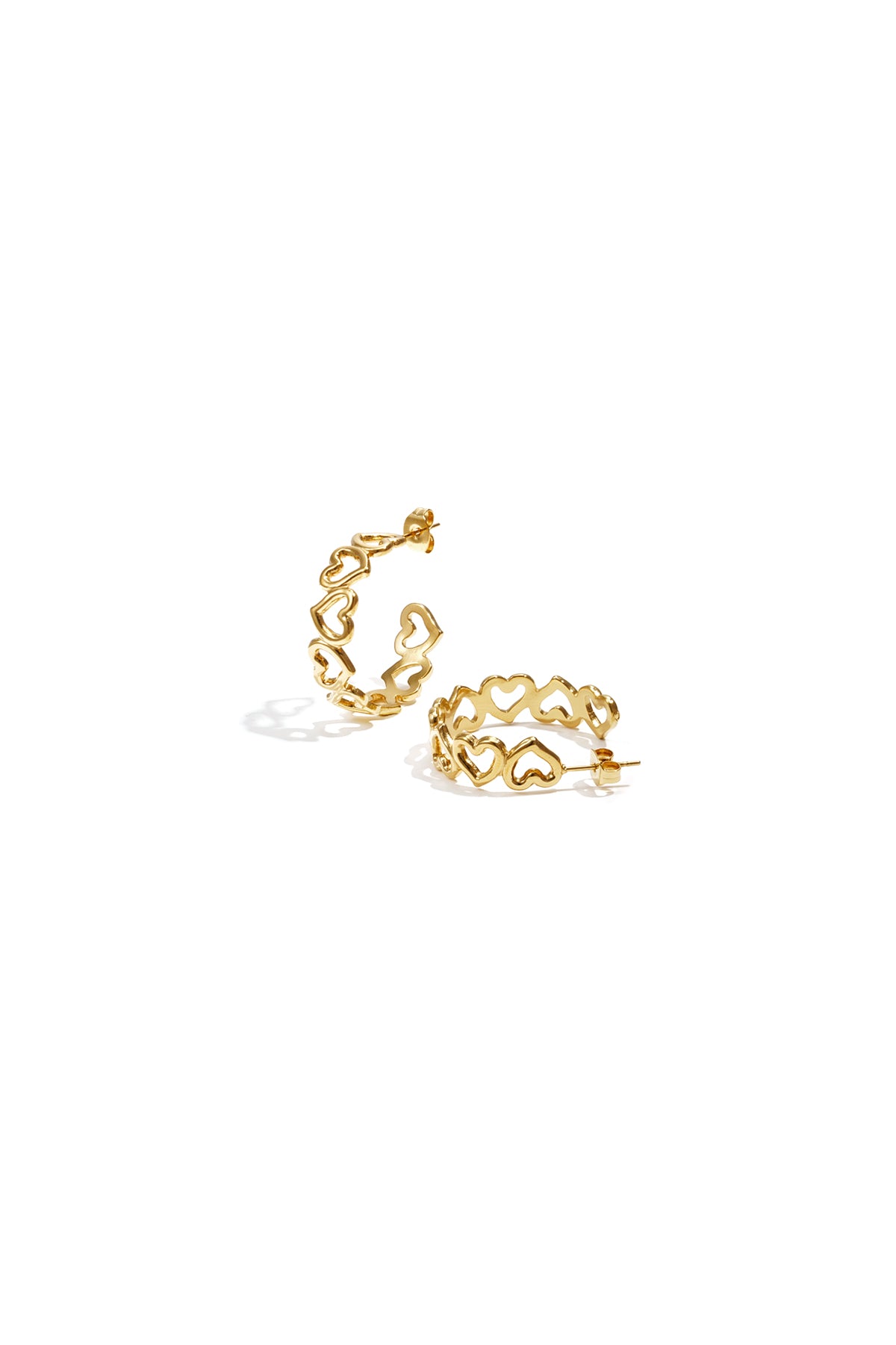 Women's Stainless Steel Heart Hoop Earrings – Gold and Silver Tone