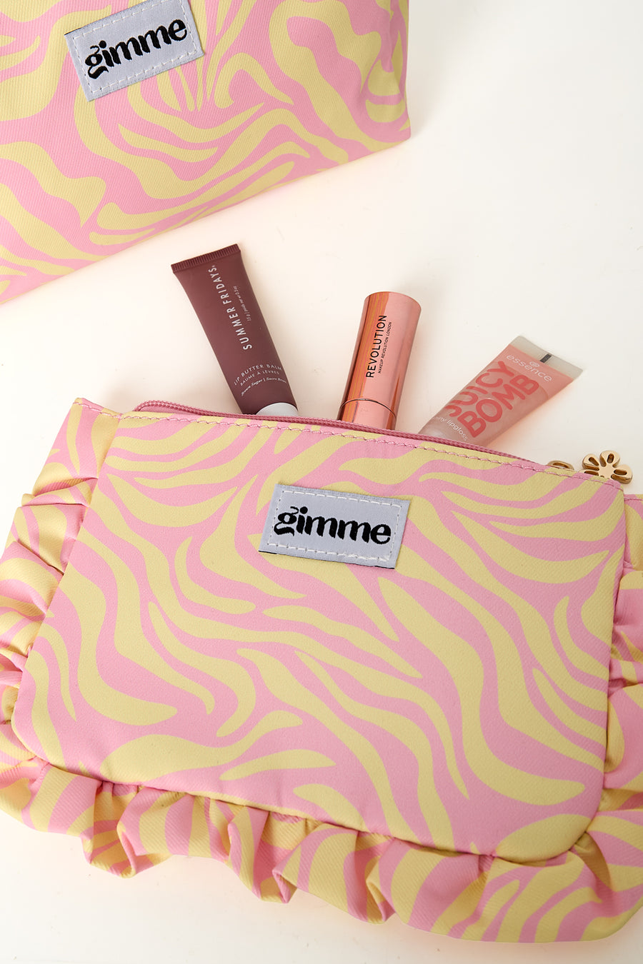 Make-uptasje van polyester in roze geel of groen – productfoto 2
