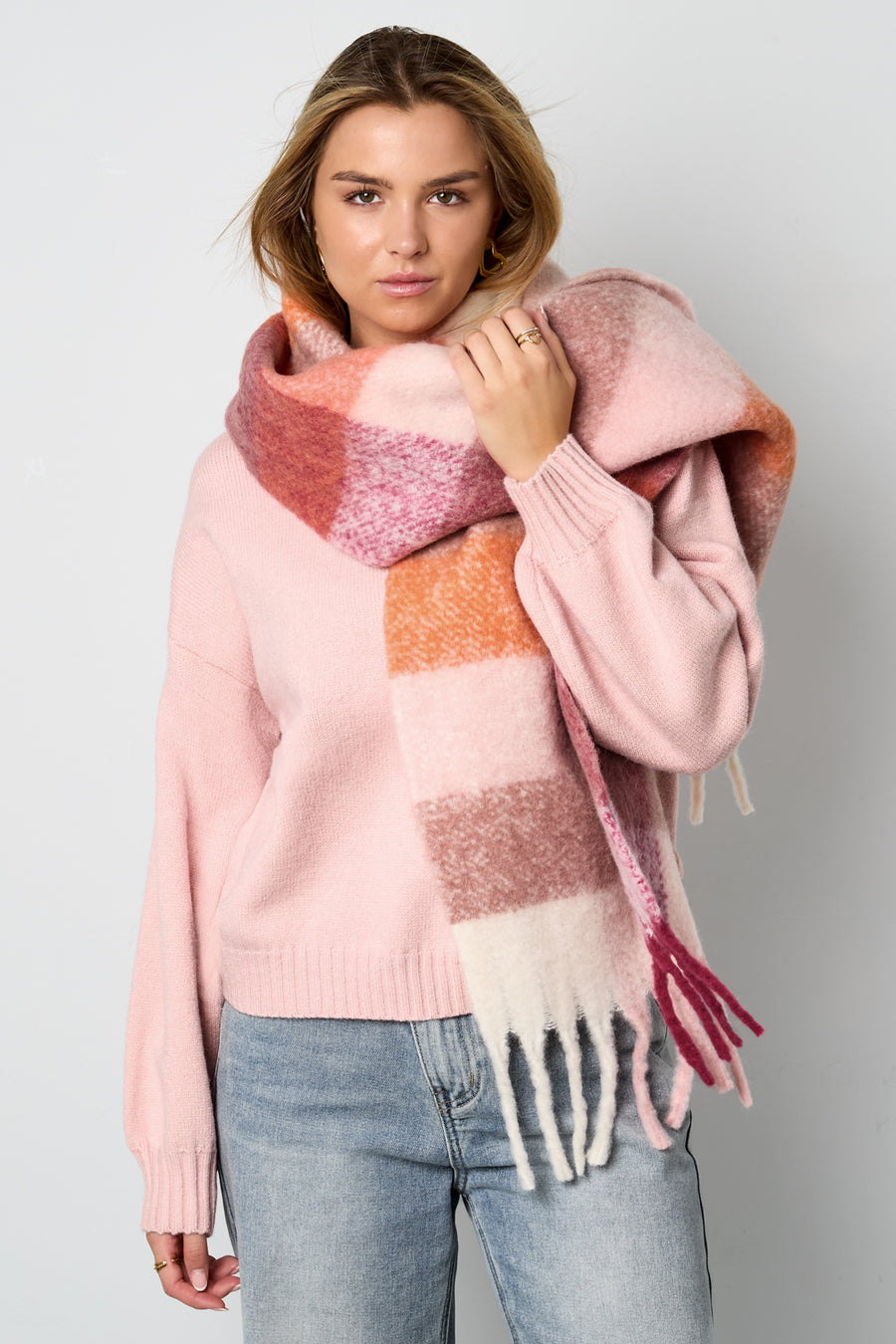 Écharpe d'hiver pour femme 70 % polyester, 30 % laine à motif écossais – plusieurs coloris