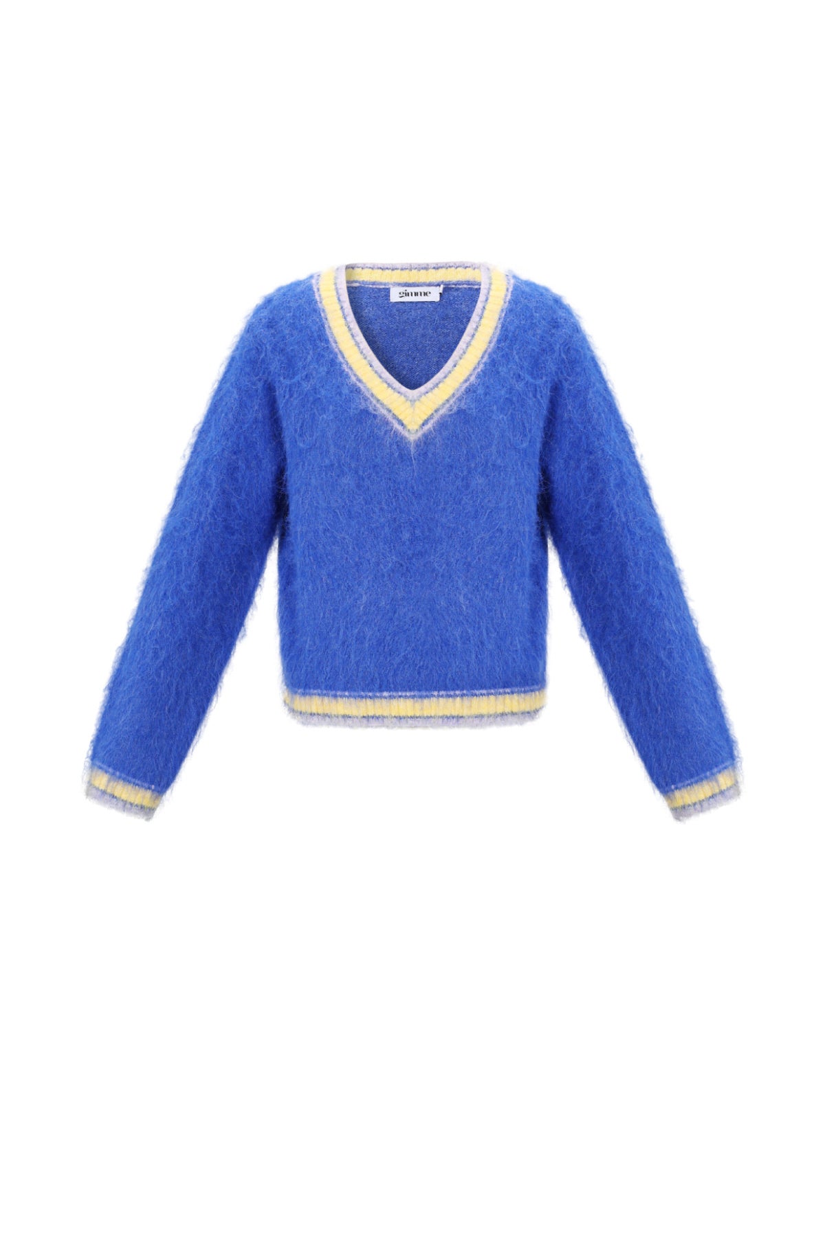 Pull tricot pour femmes avec contraste de couleur et col en V