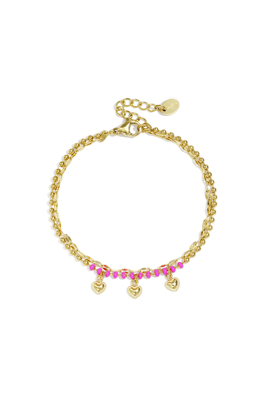 Bracelet à breloques pour femme en acier inoxydable avec cœur – doré