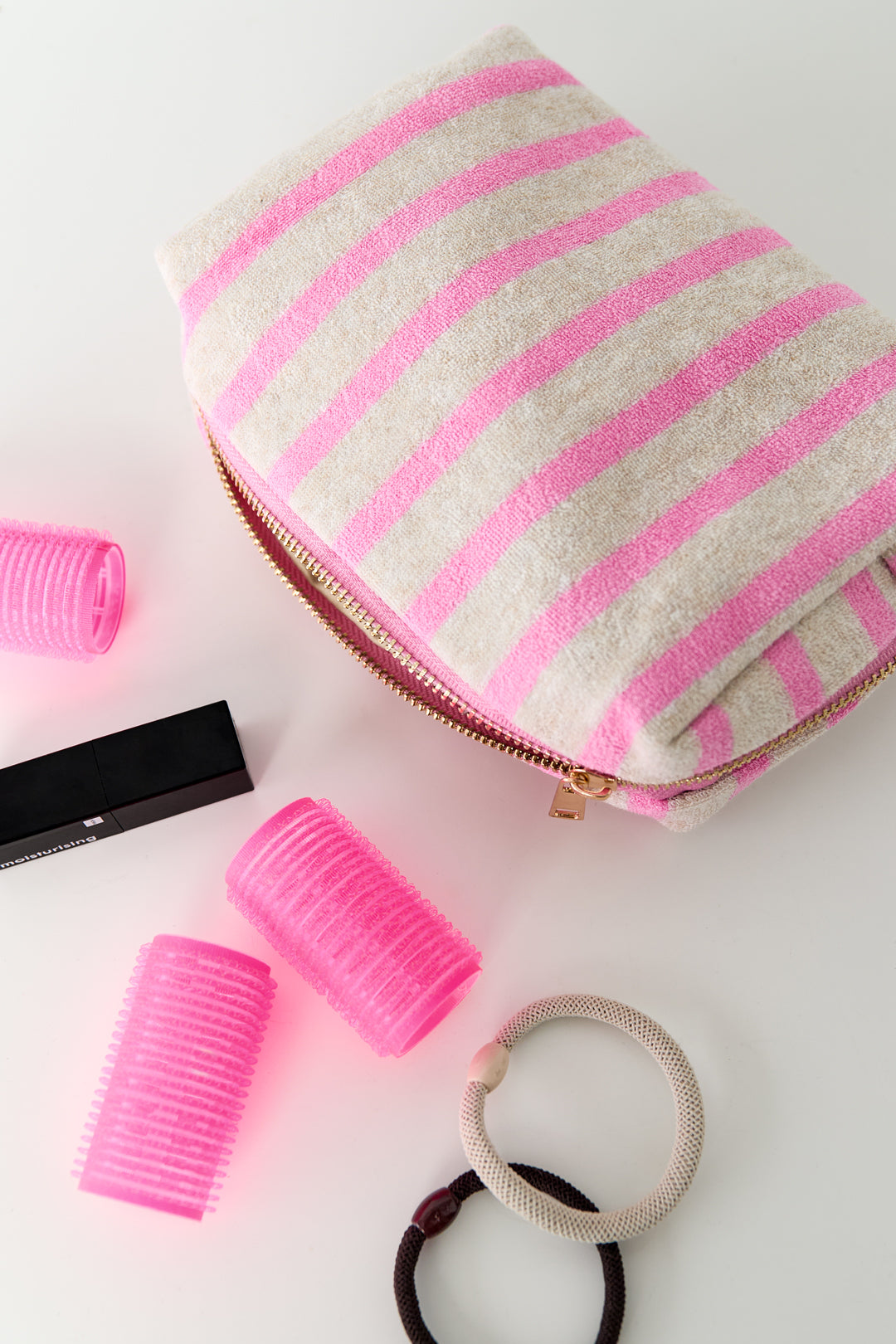 Trousse de maquillage 100 % polyester à rayures – plusieurs coloris – photo 2