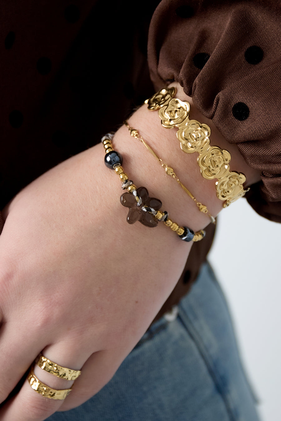 Bracelet à maillons pour femmes en acier inoxydable avec détail maillons – doré