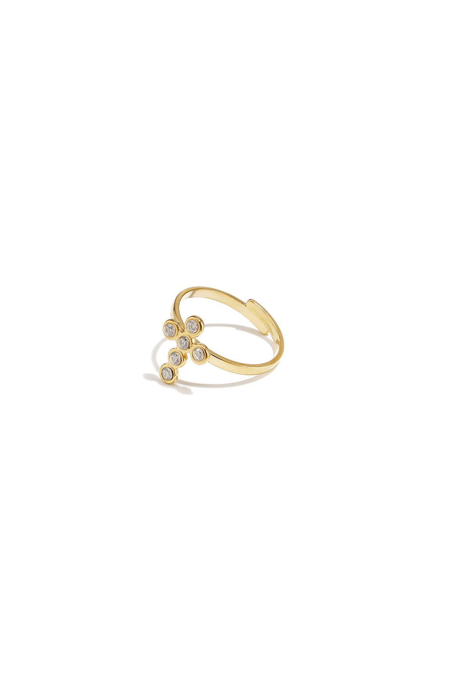 Bague tendance pour femmes en acier inoxydable avec motif croix – couleur or