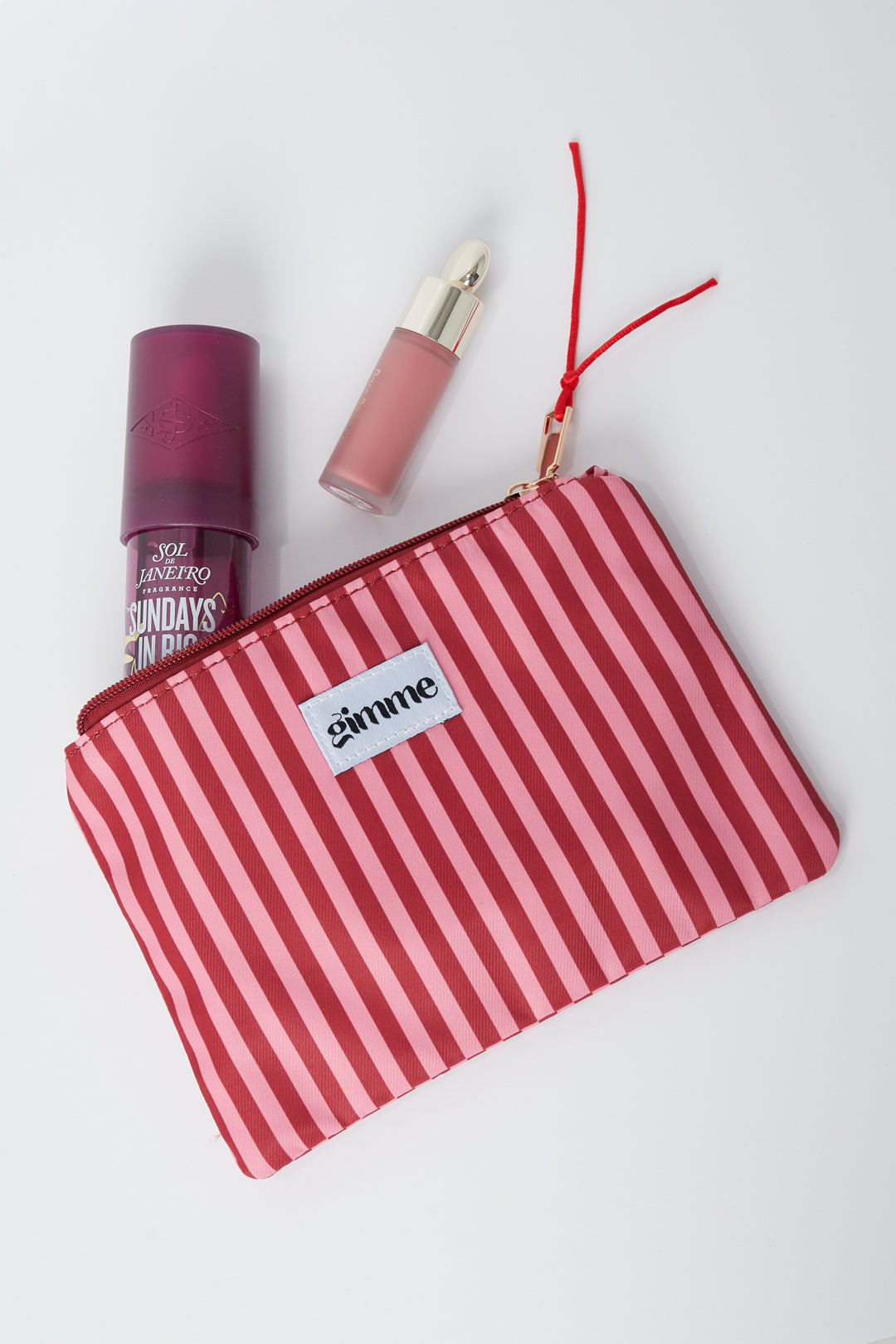 Trousse à maquillage en polyester à rayures – rose – pour une utilisation quotidienne – photo 2
