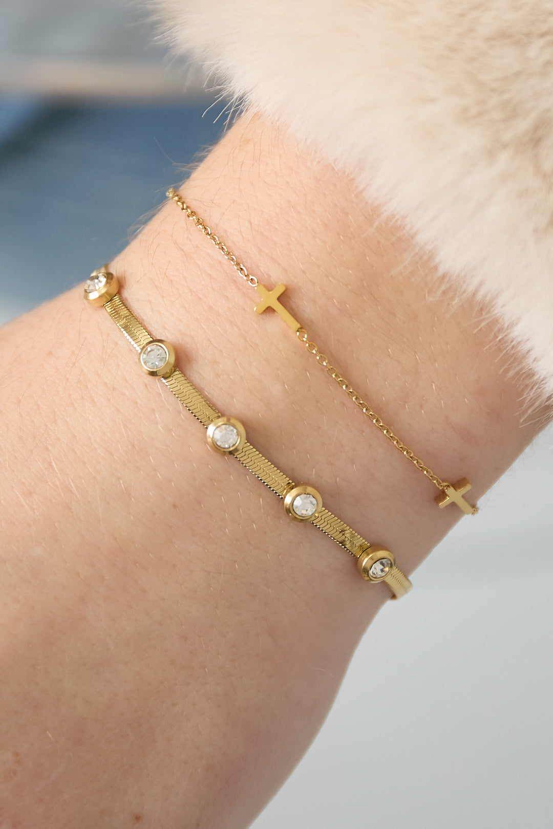 Roestvrijstalen kettingarmbanden met kruis, casual, dagelijks, eenvoudig, serie, damessieraden