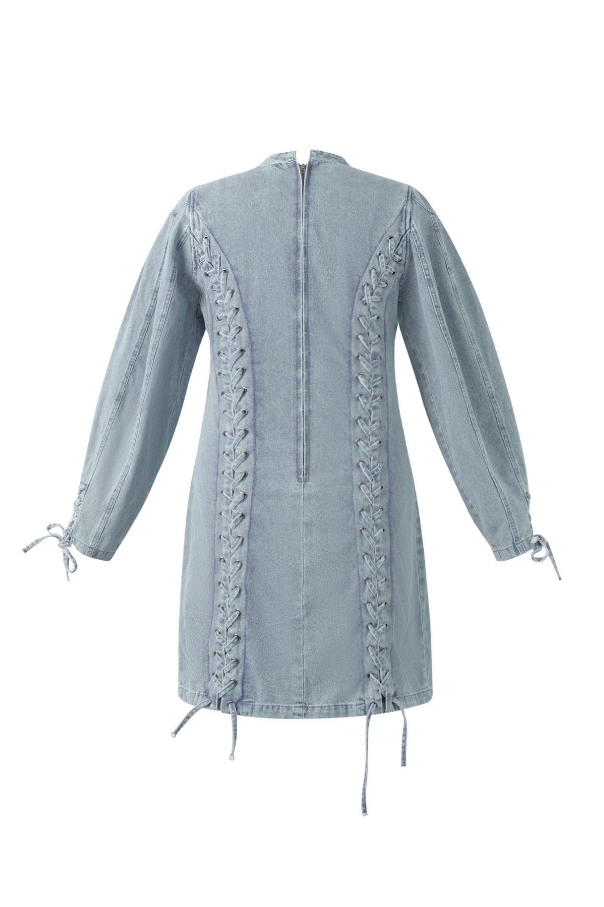 Robe en jean pour femme avec nœud décoratif – bleu – photo 6