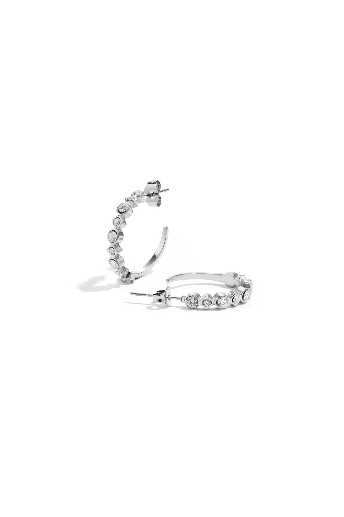 Women's Round Stainless Steel Hoop Earrings - Gold and Silver Tone