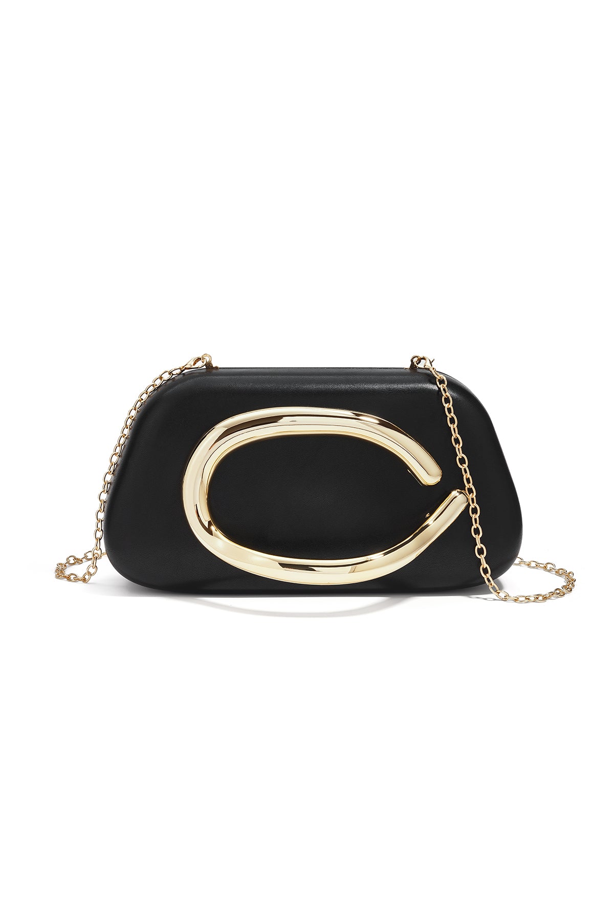 Sac bandoulière en PU pour femmes, motif uni, détail chaîne, fermeture aimantée à bouton-pression