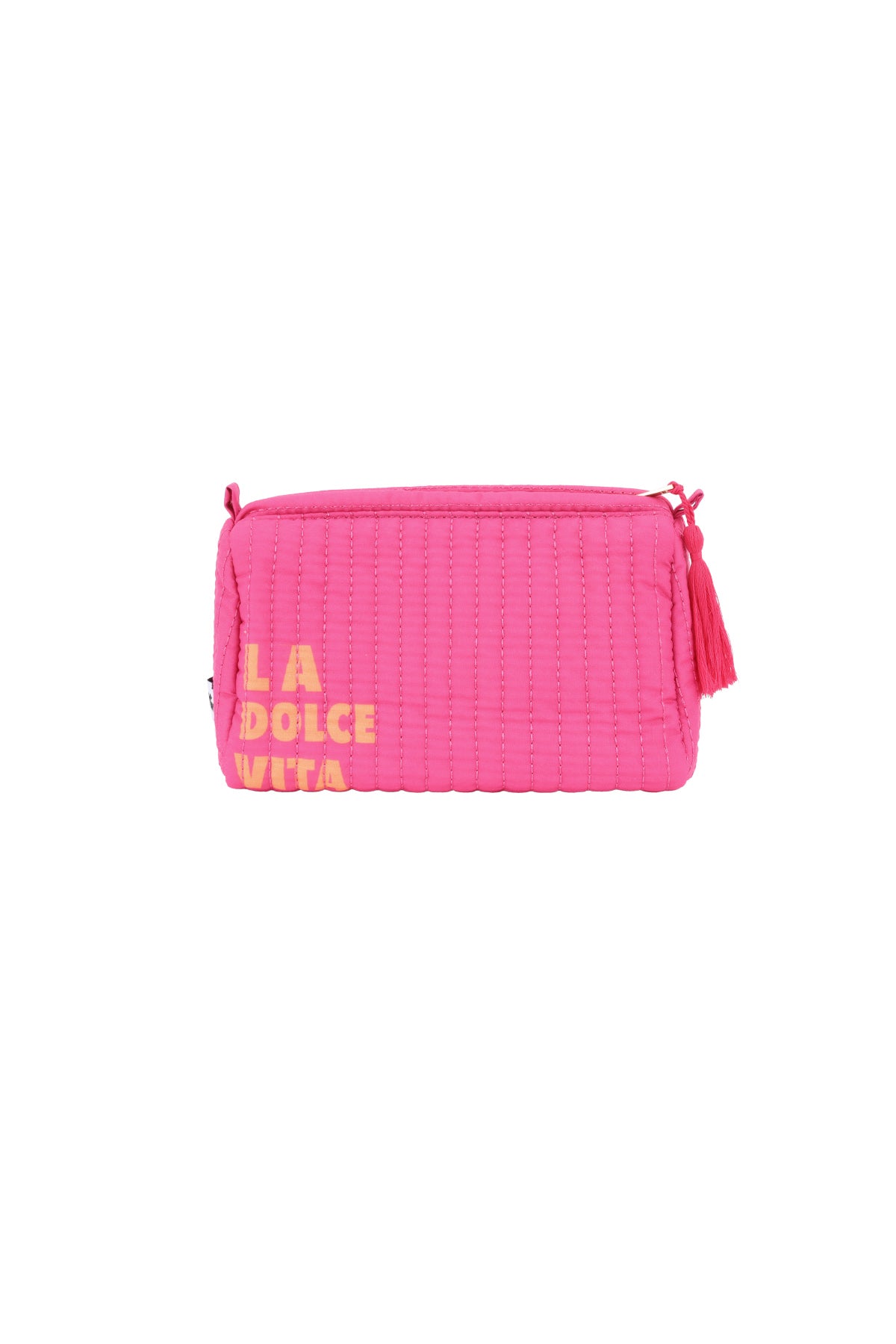 Trousse de maquillage 100 % polyester avec détail lettre – orange – usage quotidien