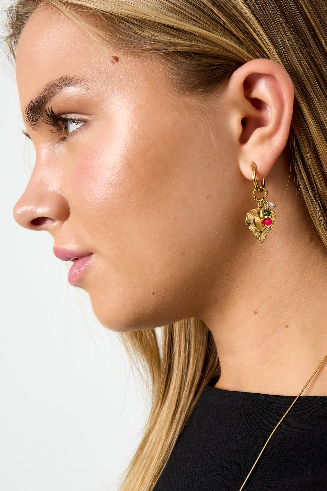 Boucles d'oreilles pendantes pour femmes en acier inoxydable 304, perle d'imitation, cristal, hématite en forme de cœur – photo 2