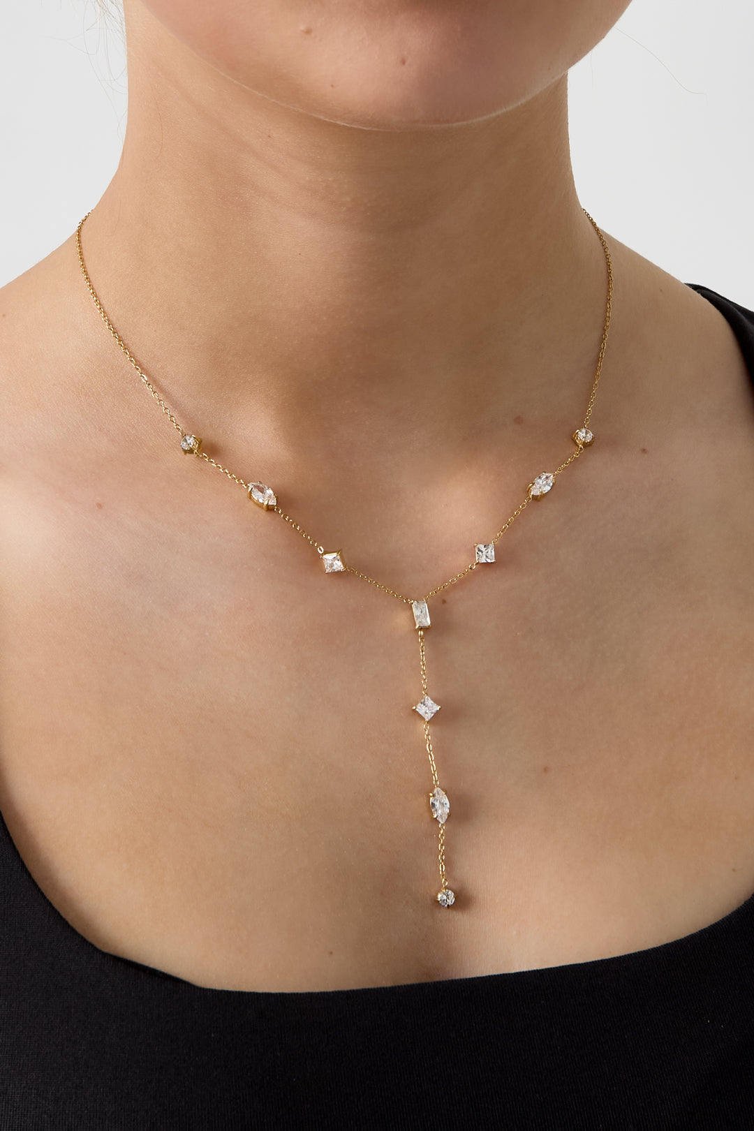 Y-lijn ketting met steentjes