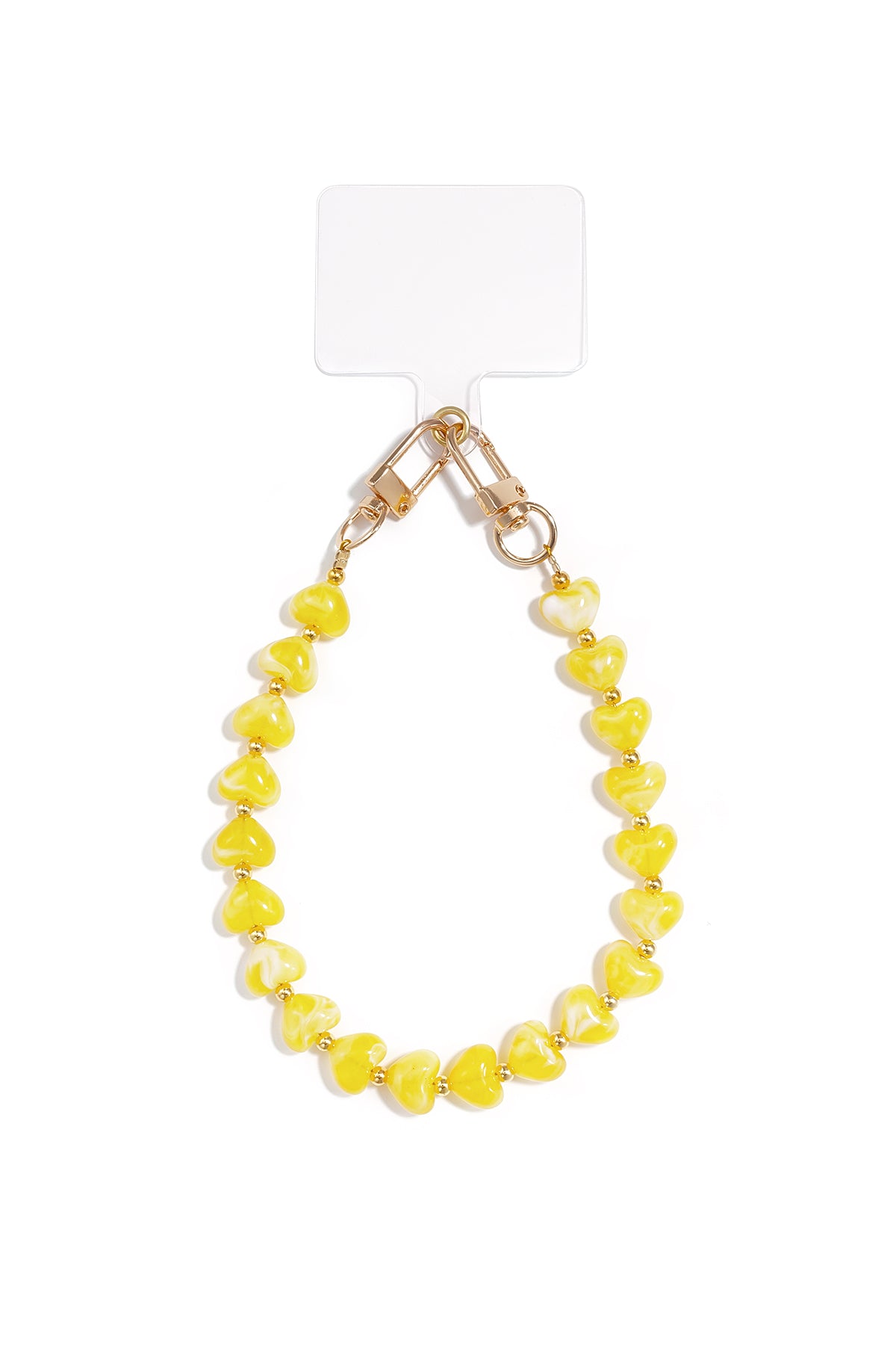 Cordon de téléphone en acrylique, CCB avec un cœur et des perles – plusieurs couleurs
