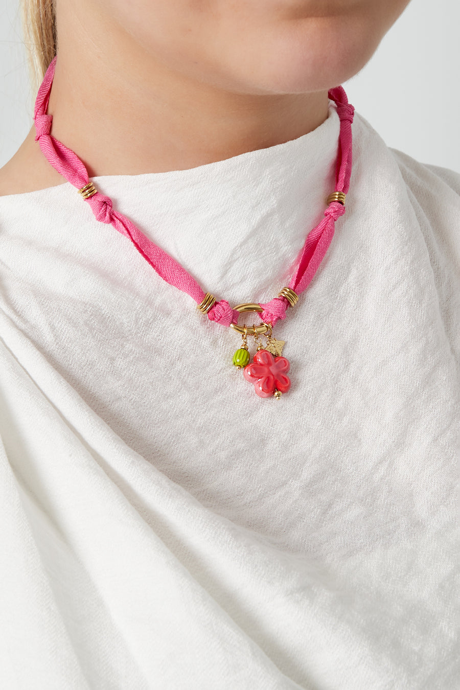 Collier tressé pour femmes en acier inoxydable 304, textile, céramique, hématite avec motif floral