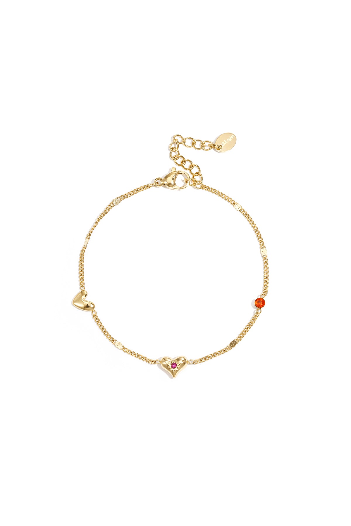 Women's Stainless Steel Charm Bracelet with Heart - Gold and Silver Tone