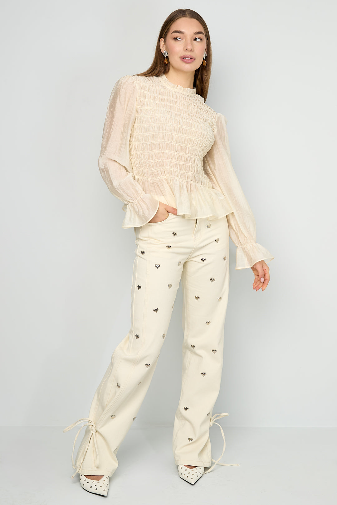 Dames elegante top van geweven nylon – productfoto 5