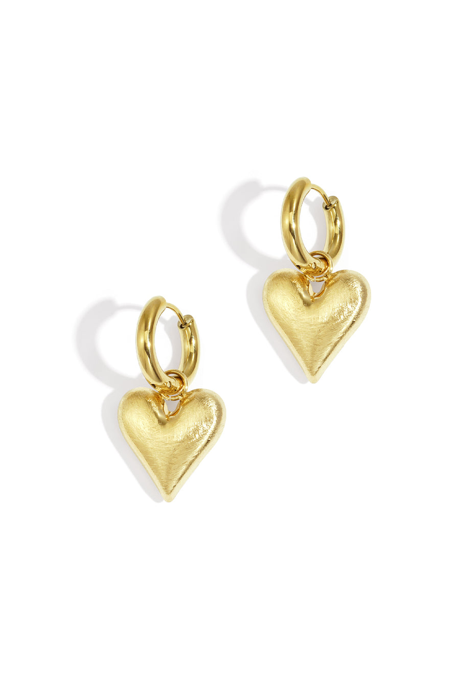 Boucles d'oreilles pendantes en acier inoxydable 304 pour femme, motif cœur, couleur or