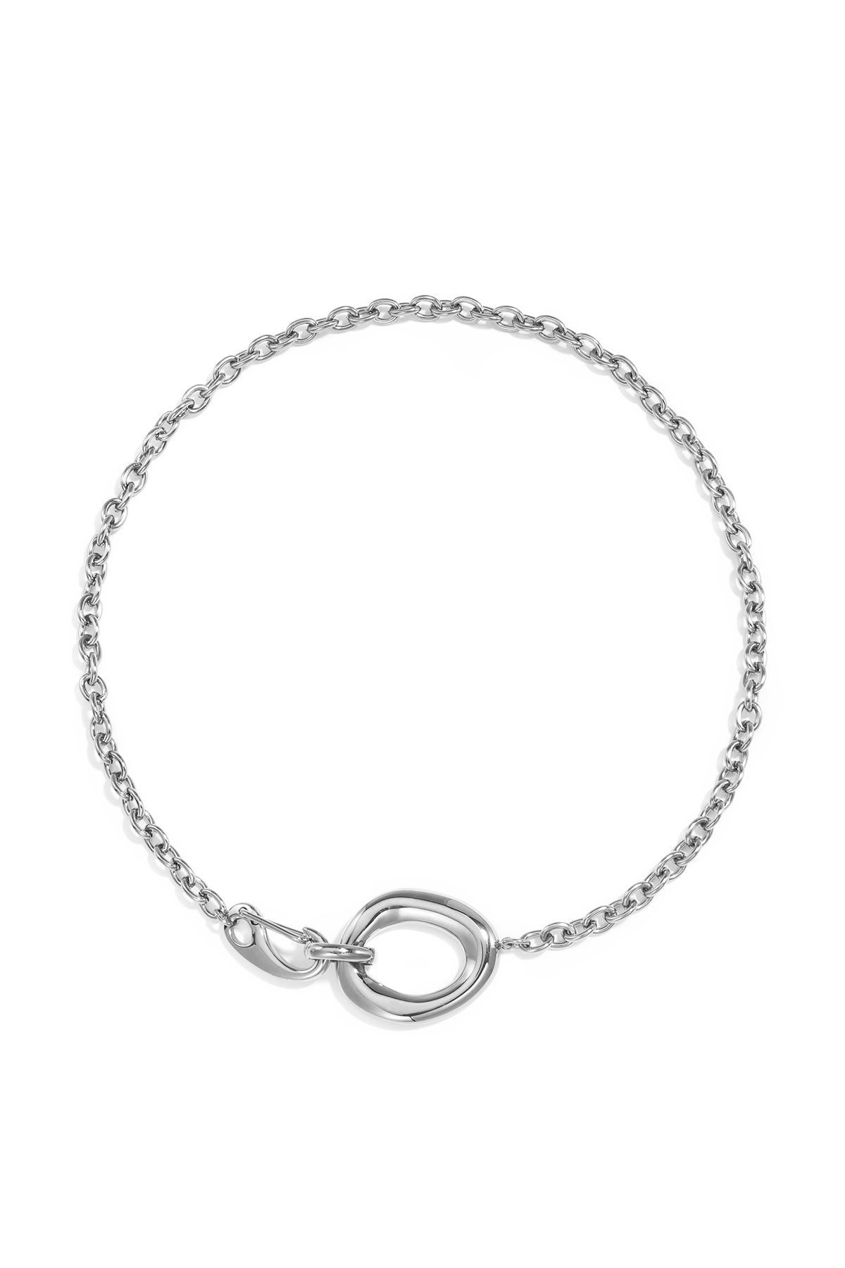 Collier pour femme avec pendentif rond en acier inoxydable – couleur or
