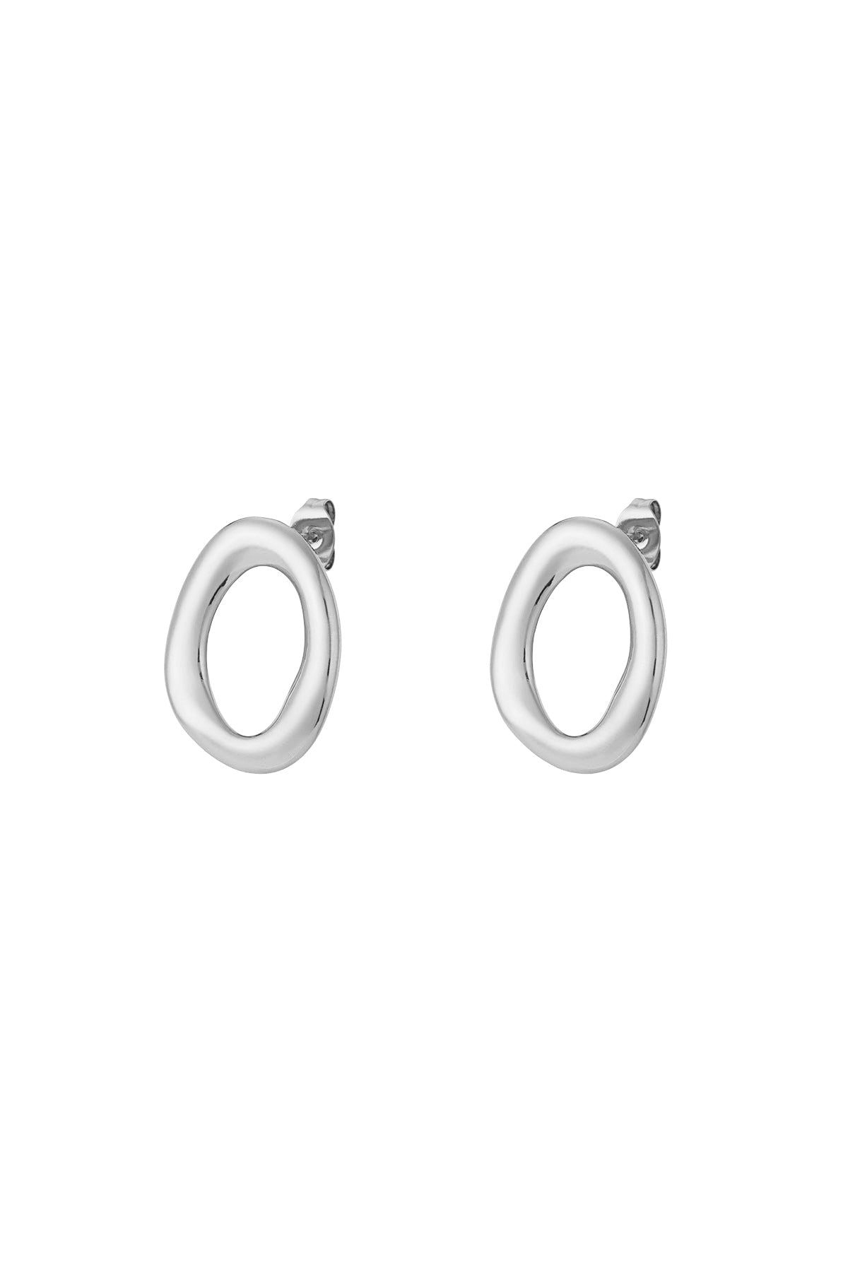 Women's stainless steel stud earrings with an organic shape – gold-colored