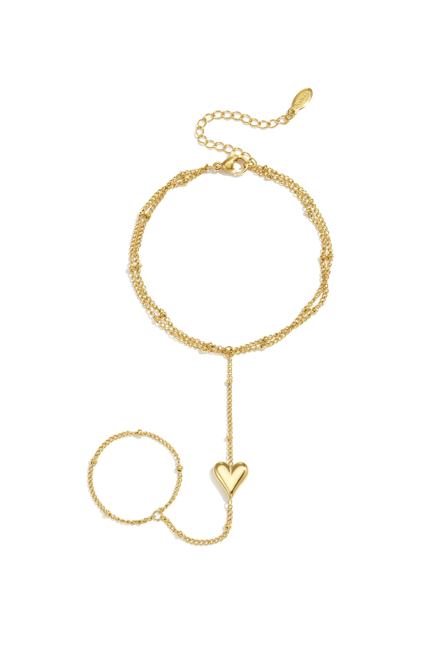 Chaîne de main pour femme en acier inoxydable avec motif cœur – couleur or