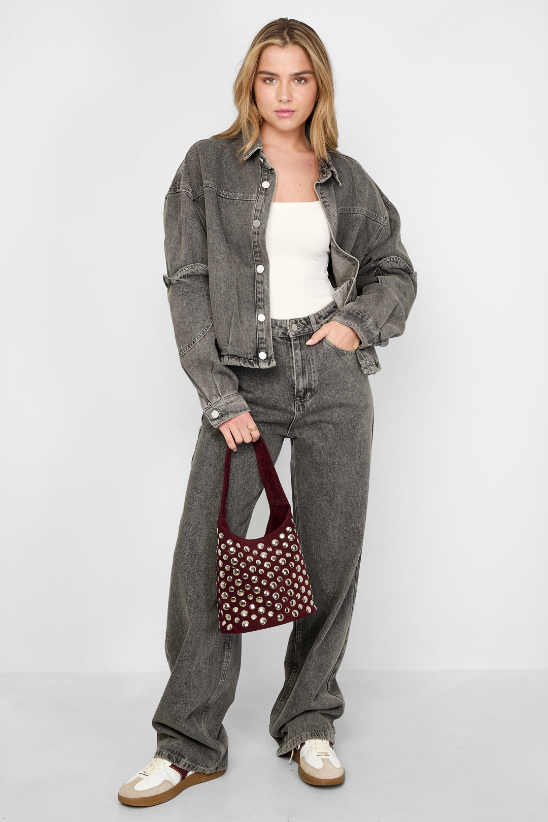 Dames Heartless denimjack van katoen met hartjes – productfoto 7