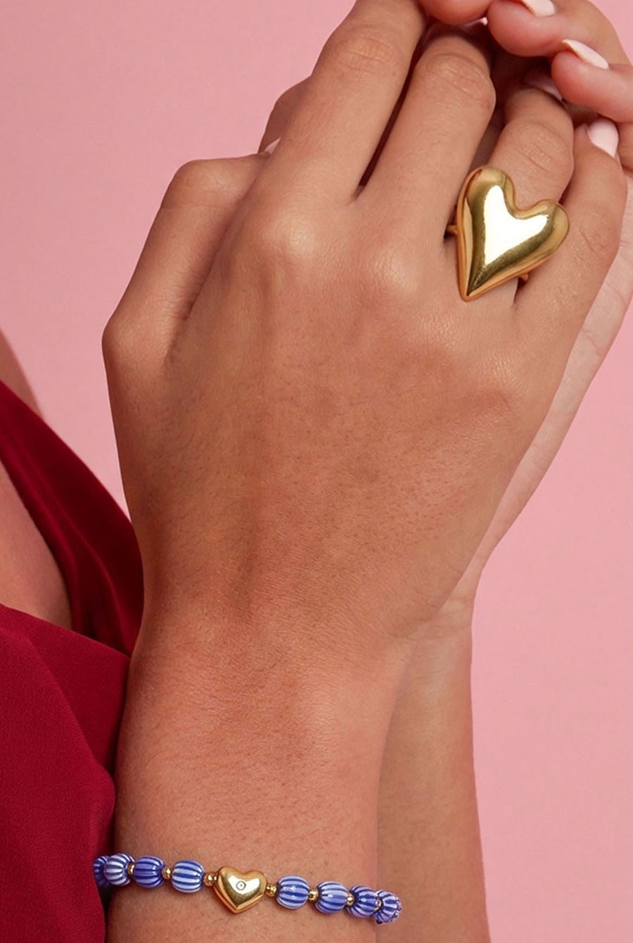 Bague tendance en acier inoxydable en forme de cœur – doré pour femme