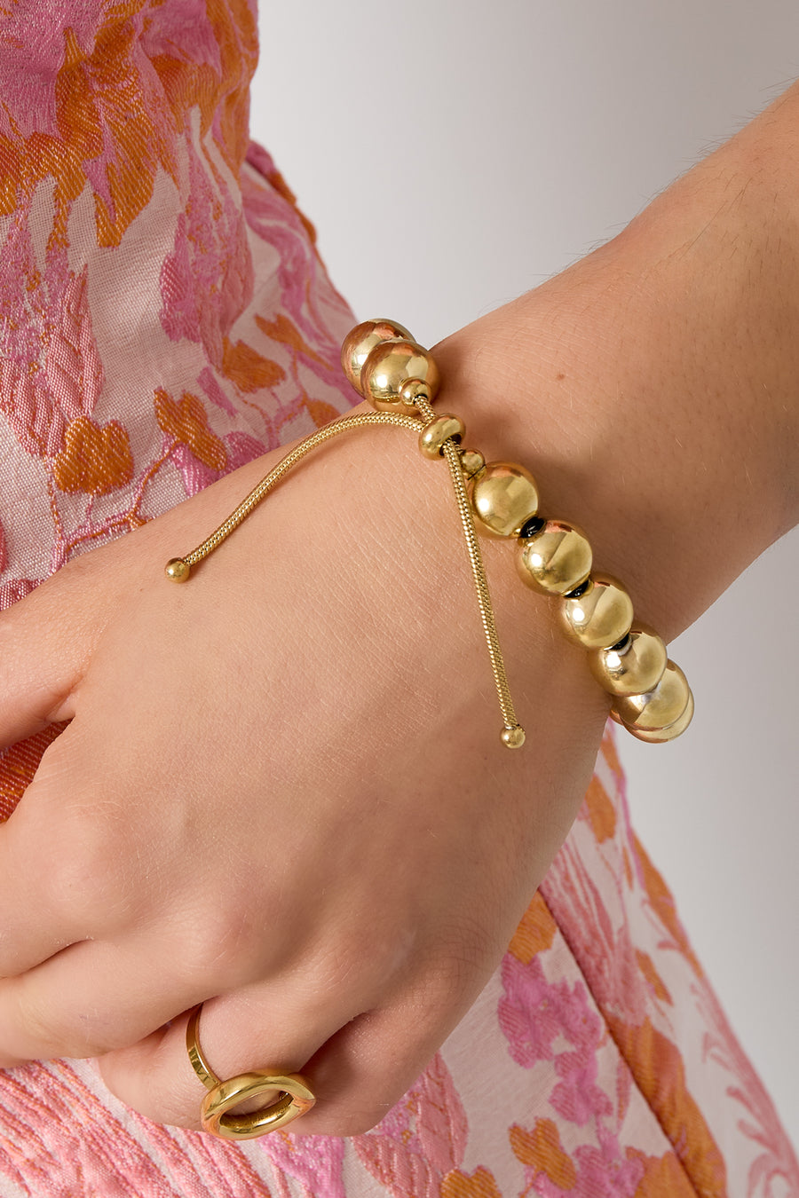 Bracelet de perles pour femmes en acier inoxydable – couleur or et couleur argent