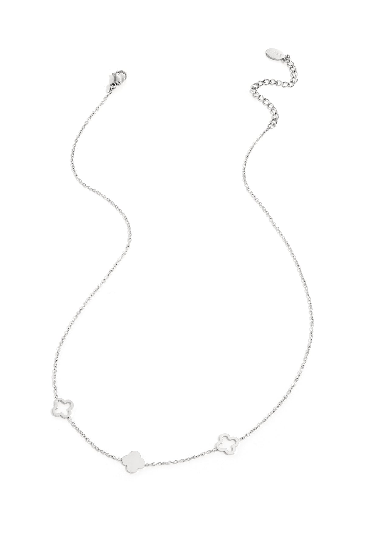 Women's Clover Motif Stainless Steel Chain Necklace - Gold-Coloured