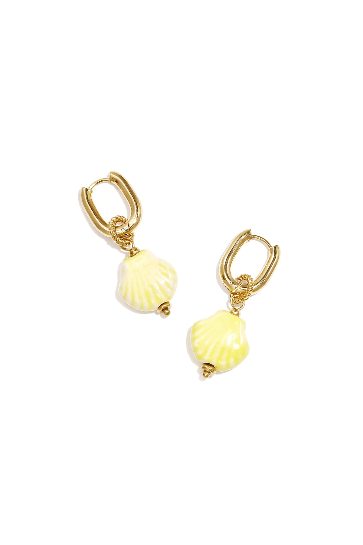 Ladies' Beaded Earrings, Stainless Steel, Ceramic with Shell Motif – Multiple Colors