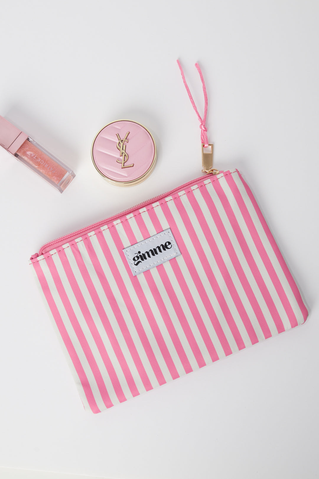 Trousse de maquillage à rayures en polyester – rose – décontractée pour usage quotidien – photo 2