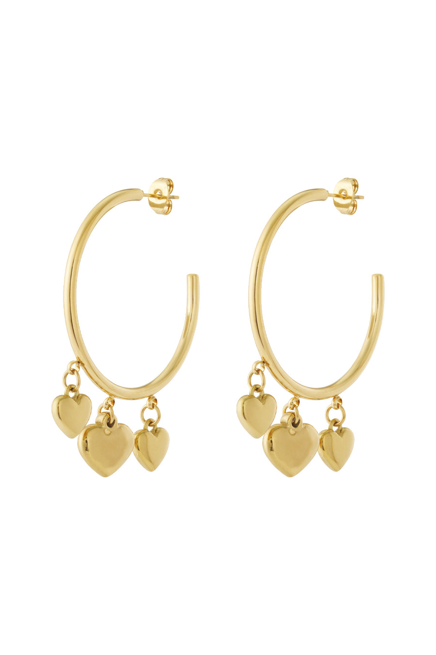 Boucles d'oreilles créoles pour femmes en acier inoxydable avec cœur – dorées et argentées