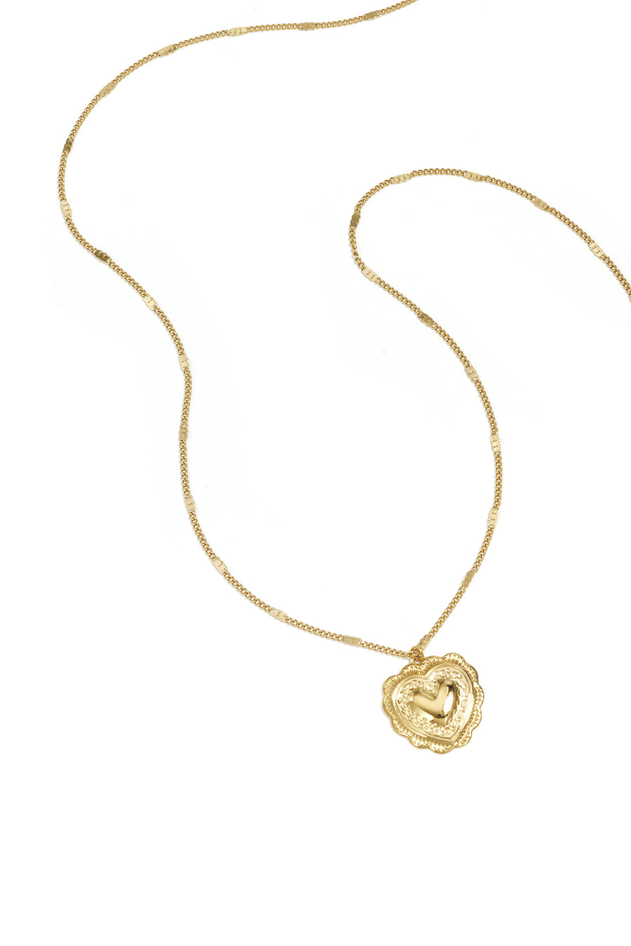 Long collier en acier inoxydable avec cœur pour femme – couleur or