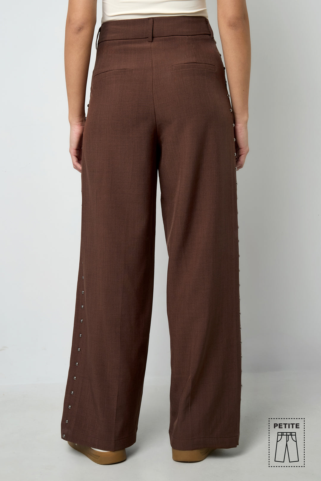 Dames elegante bruine wide-leg broek van polyester – productfoto 8