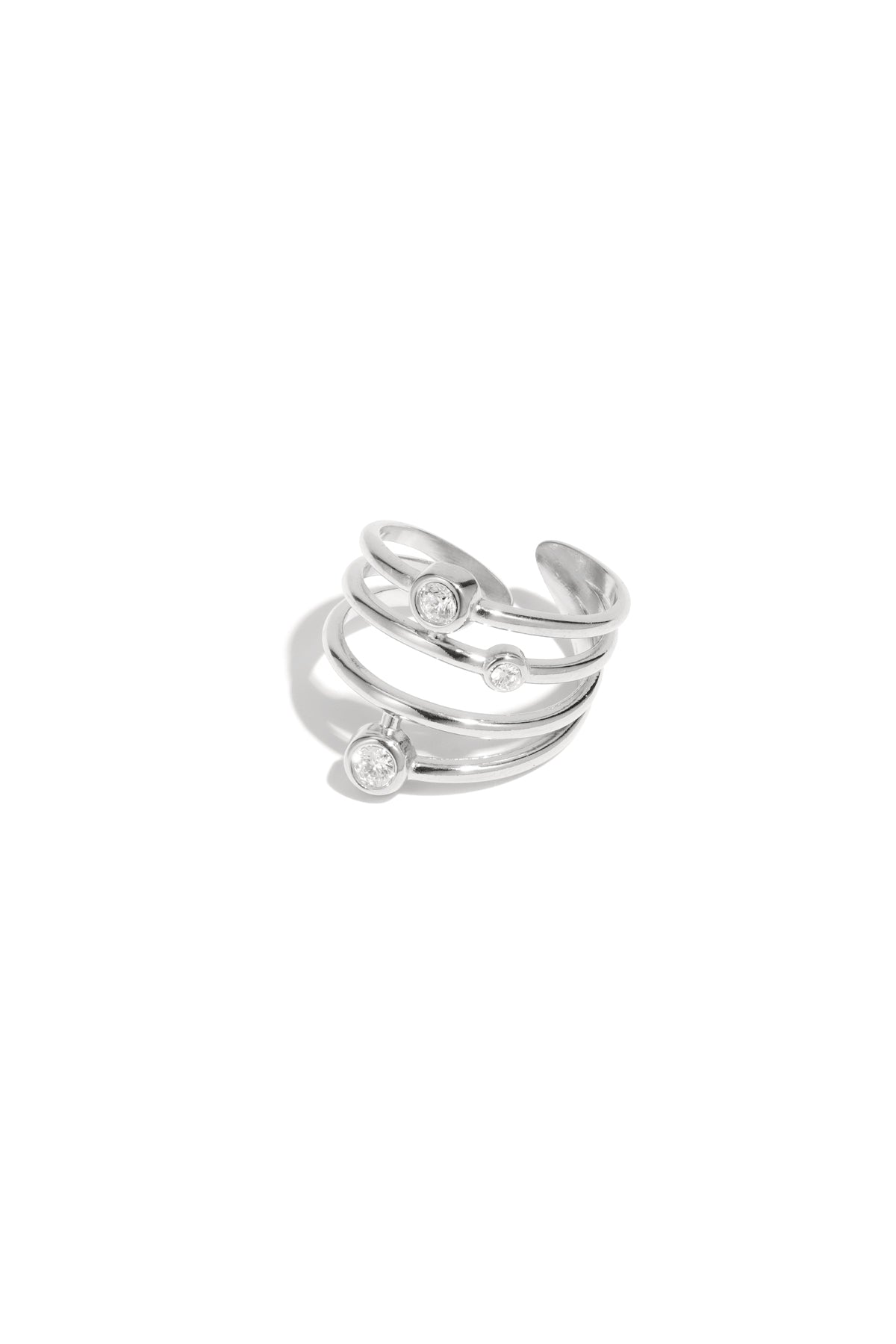 Women's Stainless Steel Statement Ring with Line Design - Gold Tone